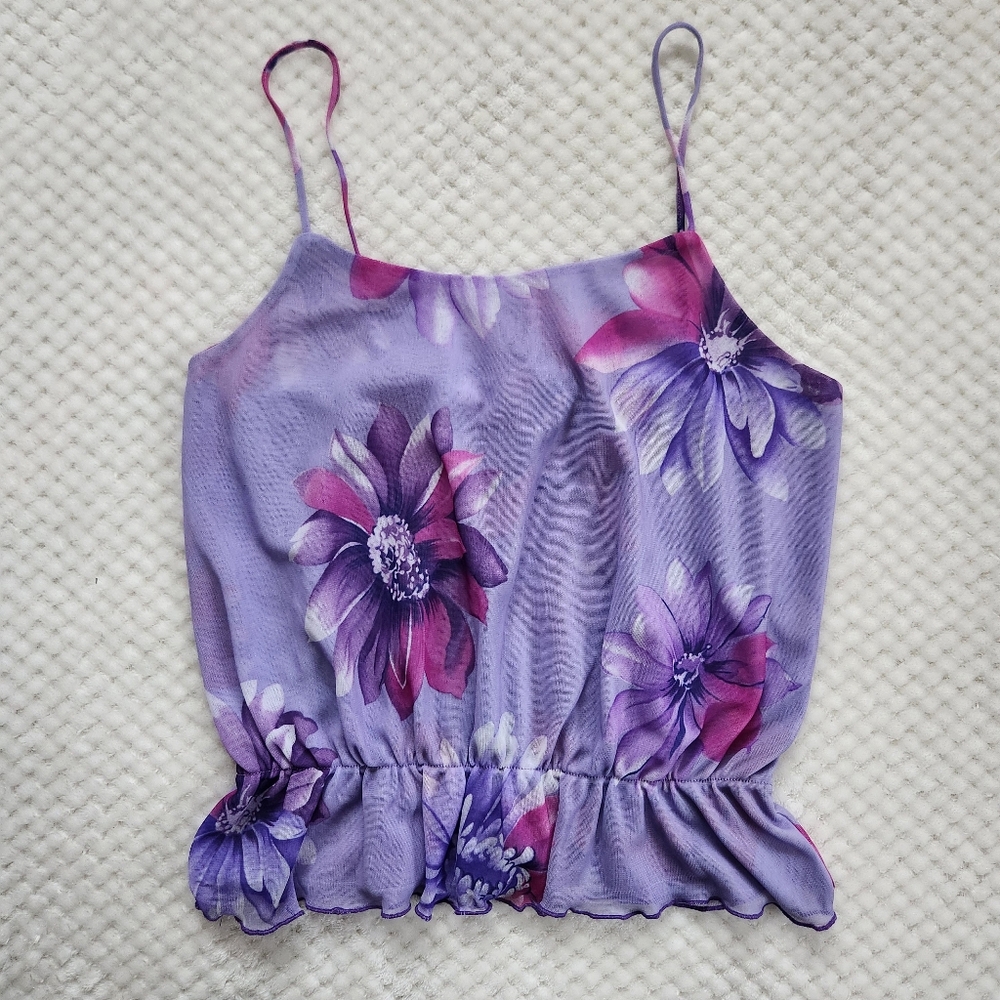 Vintage Lavender Daisy Peplum Cami